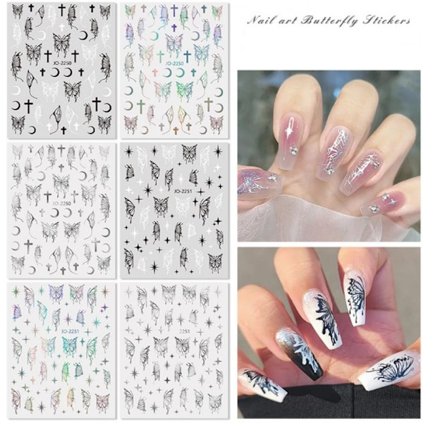 Blommor Nagelklistermärken Nagelkonst 6 ark Självhäftande Nagelklistermärke