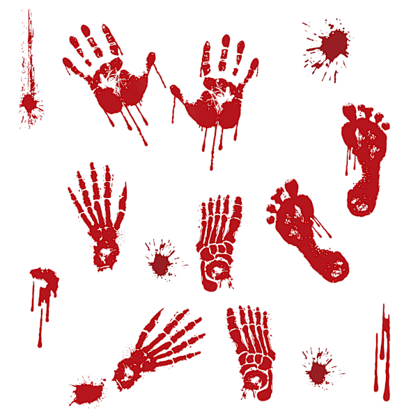 2 stk Halloween Blodige Hånd Vindueklistermærker - Blodige Designs Håndaftryk med Blodsprøjt