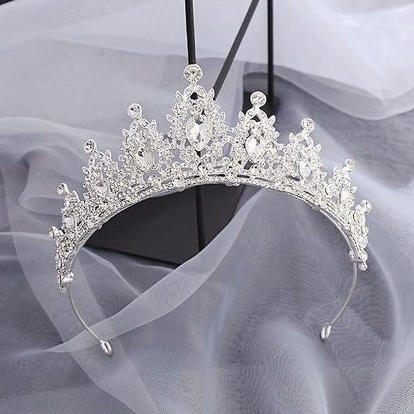 Krystalkroner til voksne Rhinestone Bryllupstiara til kvinder prinsessekroner til pige A