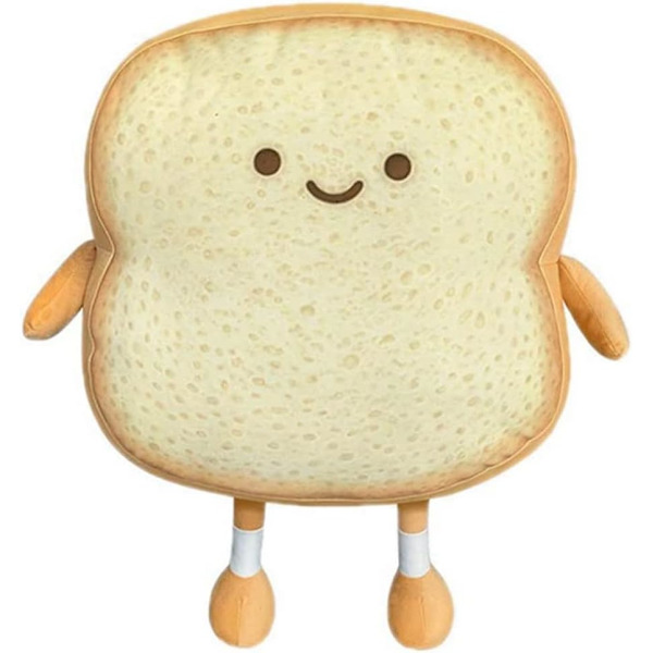 Toastbrødskivepute, liten brødformet plysjpute, sofa, barneseng