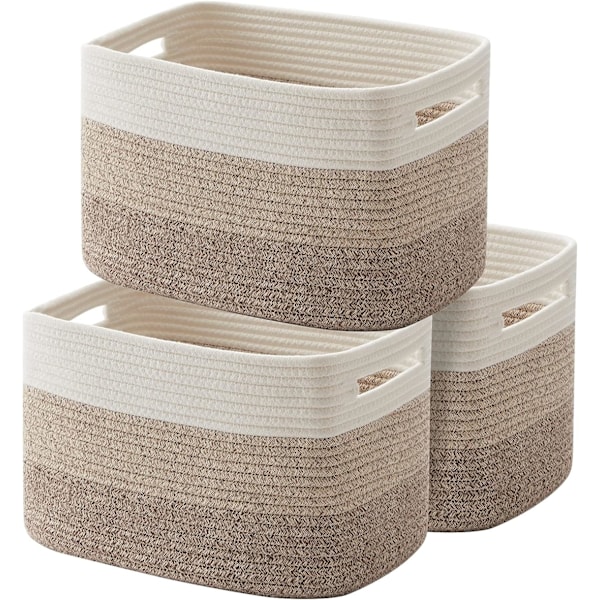 3-pack Gradient Gula Förvaringskorgar - Vävd Bomull Brown