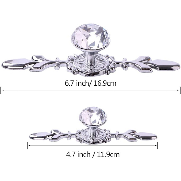 Krystal Skuffe Kommode Knapper Træk Håndtag, 10 stk 4,7\" Diamant Skabsknapper, Bling Skabstræk, Gla H