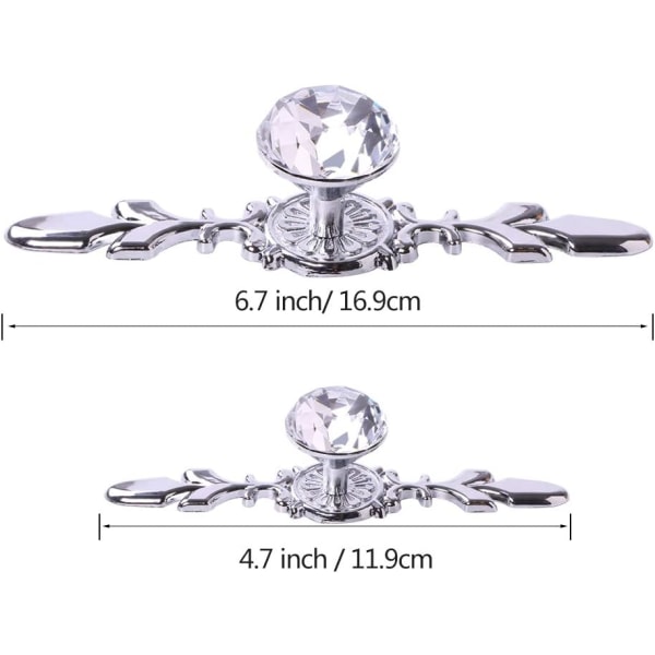 Krystall Skuffeknapper Trekk Håndtak, 10 stk 4,7\" Diamant Skapknapper, Bling Skaptrekk, Gla H
