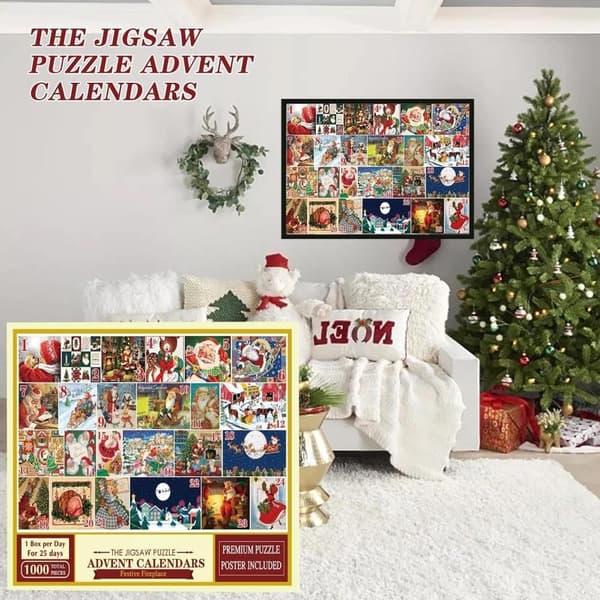 Jul Adventskalender Pussel, 1000 Bitar, 24 Dagars Nedräkning