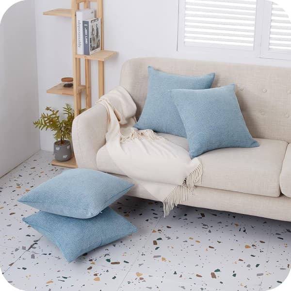 Lyseblå - Sæt af 2 Pudebetræk 45x45cm Pudebetræk Sofa Pudebetræk