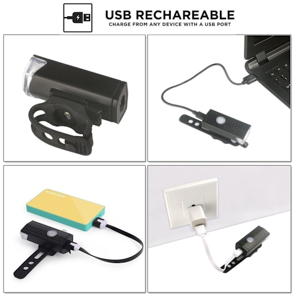 700 Lumenin Pyörävalot Etu- ja Takana, USB-Latautuvat Pyörävalot, Erittäin Kirkkaat 3 LED-Pyörävalot Yöajoon