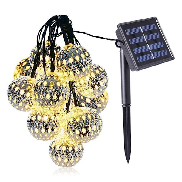 Hålformade Marockanska Boll LED-Ljusslingor, 3M 20 LED-Ljus Varma Vita, Järnboll Julbelysning, Rum Dekoration A