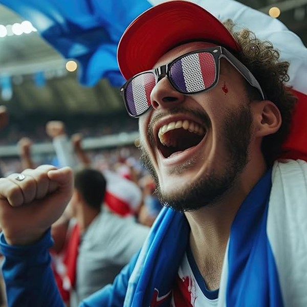 Olympiske leker - Frankrike supportersett, 2 briller blå hvite røde briller, Frankrike supporter solbriller fan