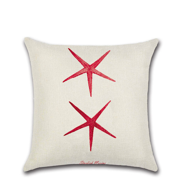 (Röd) Set med 4 - Polyester Linne Kuddfodral Bil Kuddeöverdrag för Soffa Säng Heminredning Set, 45 x 45 cm (Stjärnfi