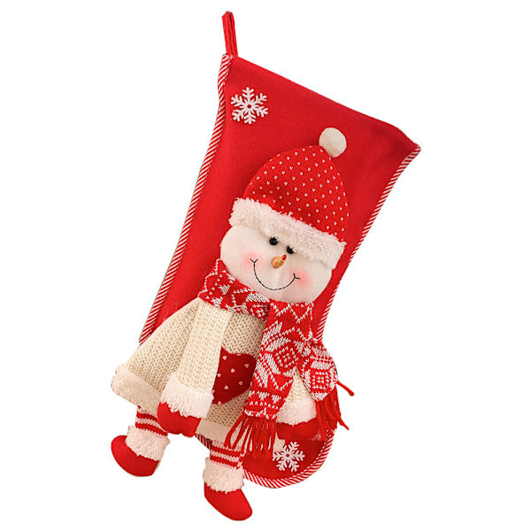 Julstrumpa, 2 st julgåvor, stor julstrumpa med tomte snögubbe, julstrumpa att hänga C