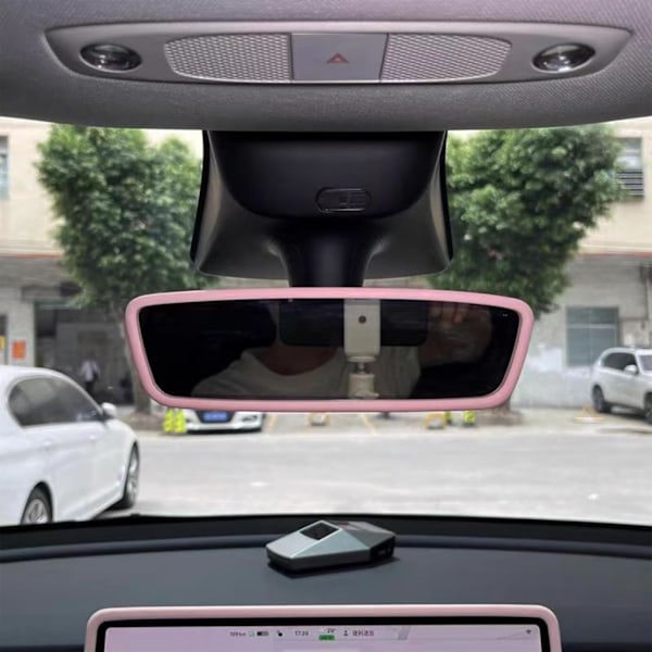 Silikonram för backspegel, lämplig för Tesla Model 3/Y, backspegelskydd, rosa biltillbehör