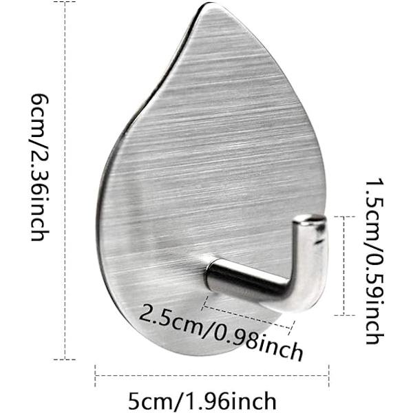 4 stk (Sølv) Selvklebende Kroker, Selvklebende Veggkroker, Vanntette Rustfrie Stål Kroker uten Boring for Soverom H