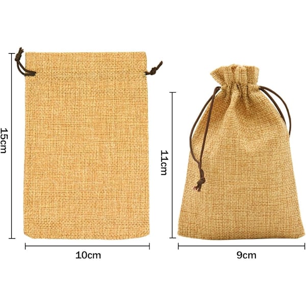 Khaki 30 kpl 10 x 15 cm pellavapussit, uudelleenkäytettävät lahjapussit, säkit kiristysnyörillä