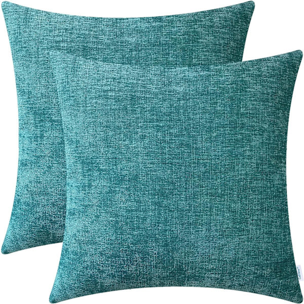 Pakke med 2 Pudebetræk, 22 x 22 Tommer til Sofa Hjem Dekoration Solid Farvet Blød Chenille