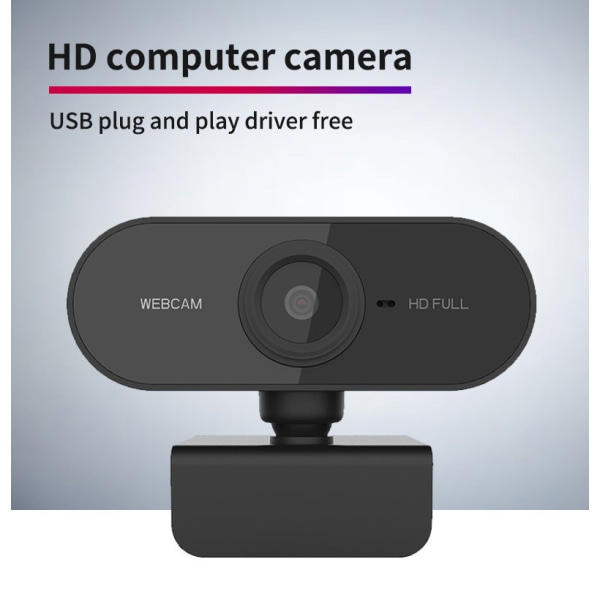 Webkamera med mikrofon, Full HD 1080P webkameraer til desktop og bærbar computer