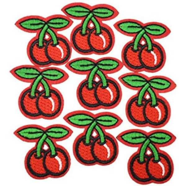 10 stk. broderimærke Iron-on-klistermærker i kirsebærform påsyet B
