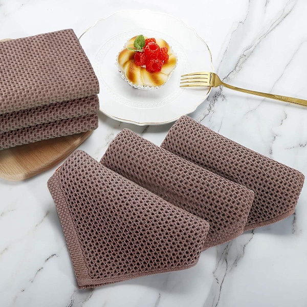 Set om 6 kökshanddukar i ljus curry, set med bomulls-tehanddukar Tehanddukar 33x33 cm Tehanddukar