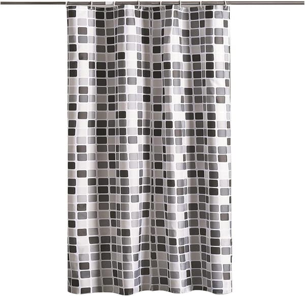 Duschdraperi, svartvit duschdraperi, mosaikduschdraperi