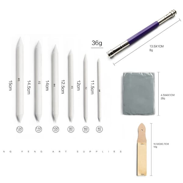23PCS Sketch Tegneværktøjer, Blending Stumps og Tortillions Sæt Bl