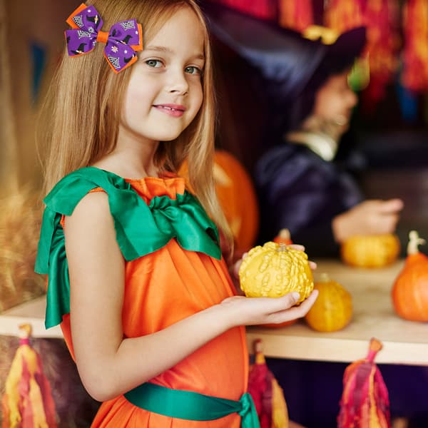Halloween-hårtilbehør for barn, gresskarflaggermusmønsterhodeplagg