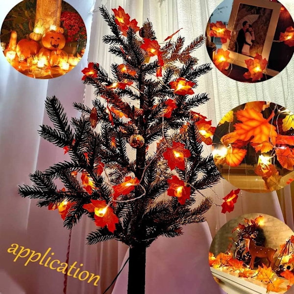 Høstkrans Høstpynt 40 Eventyrlys Høstblader Halloween Julepynt Thanksgiving