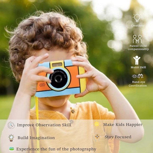 Børne kamera, 2,4 tommer børns digitalkamera til drenge piger 3200W FHD videokamera med 32G kort, legetøj