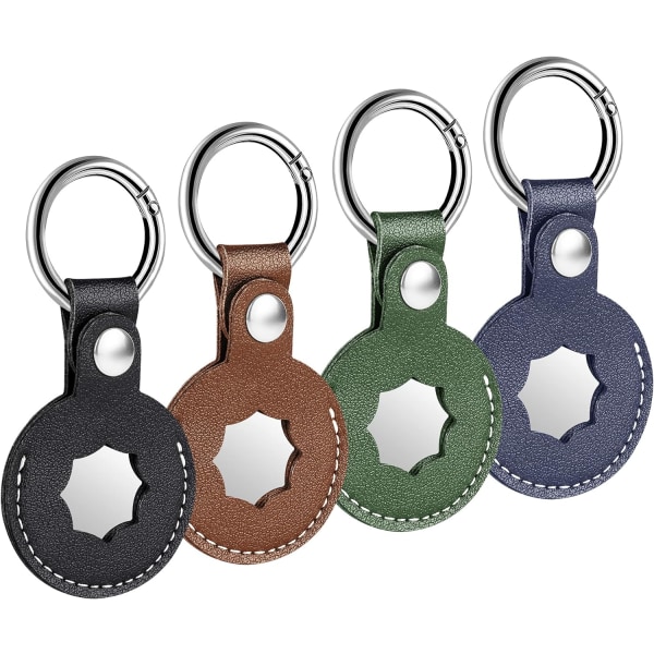 4 stk. Airtag nøgleholder, Airtag etui, beskyttende cover PU læder