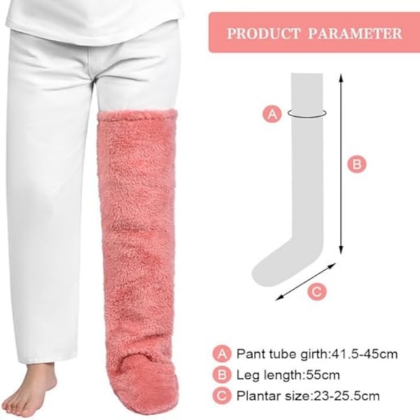 Naisten lämpimät fleece-sukat - Vaaleanpunaiset, säärisukat, söpöt plushiset syntymäpäiväsukat, polvisukat kotiin