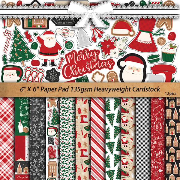 12 ark Santa Claus Collage Dekorationsbakgrundspapper
