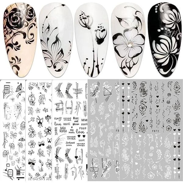 Blomster Nail Stickers Nail Art 10 Ark Selvklæbende Nail Stick