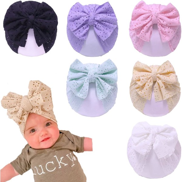 6 stk. Baby Pige Turban Hatte Turban Bun Sød Knude Bue Bonnet Cap Beanies K