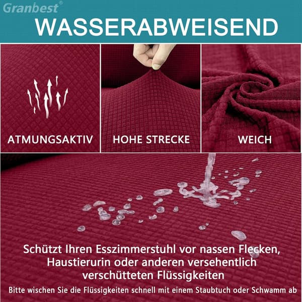(Burgundy Red) 6-pack Premium Vattentäta Elastiska Stolsöverdrag för Matstolar