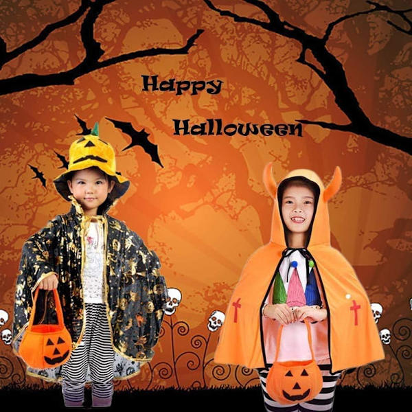 8 stk Halloween godteposer, gresskarpose, Trick Or Treat-pose, oppbevaringspose for barn, perfekt for godterijakt