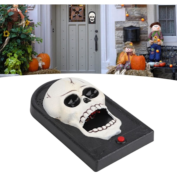 Talande animerad dörrklocka, rolig gåva, enkel att använda, Halloween dörrklocka dekoration, lysande ögon, C