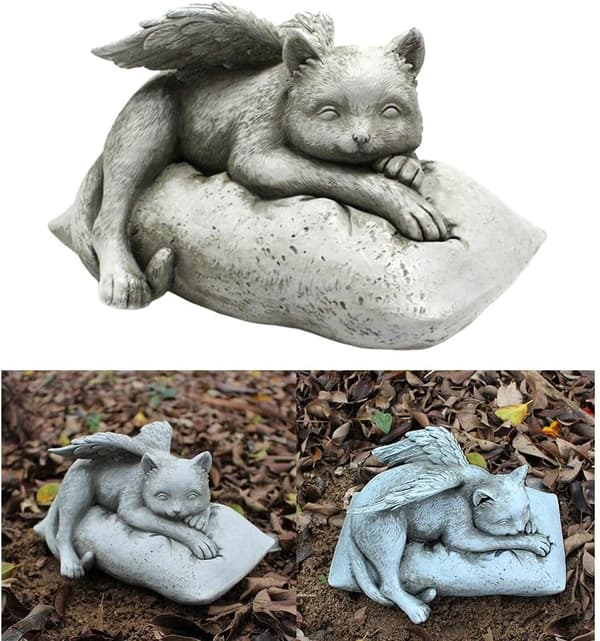 Sød sovende vingeharpikshaveornament mindesmærke hyldeststatue