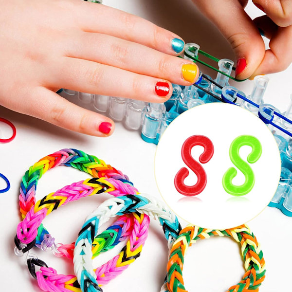 500 stk elastiske armbåndsfester Loom Bands S-klips Farge Regnbue Fargerik Tilkobling Flerfarget S