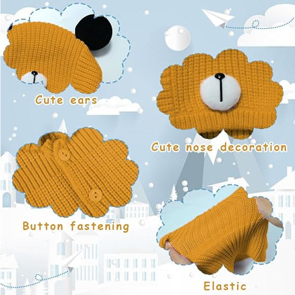 Balaclava-mössa för barn - Gul, vinteröronmuffar för pojke och flicka, mössa utan brätte, varm bomullsbeanie Yellow