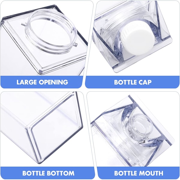 （20x6.5x6.5cm）Set med 2 återanvändbara mjölkkartongflaskor - Transparent