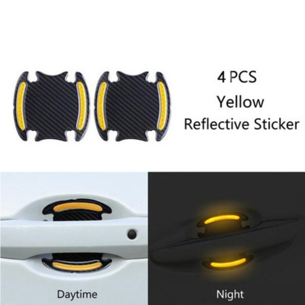 4 stk bil (gul) reflekterende klistremerke Dørhåndtak Dørskålbeskyttelse