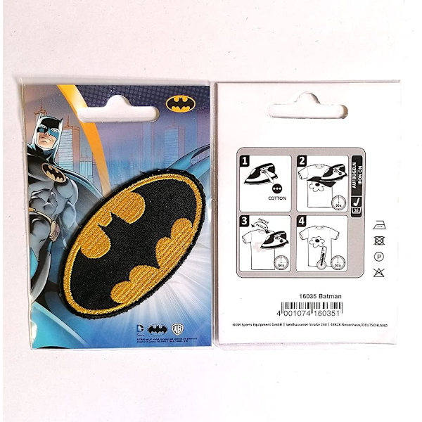 Patch - Batman 'Logo' - gul - 5,5 x 9,5 cm - broderet stryge-på-broderet patches V