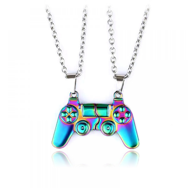 2 Pcs Magnetic Game Console Controller Couple Necklace - 1 Pair of Colorful Necklaces