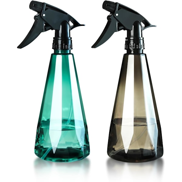 2-pack 500 ml tomma sprayflaskor med justerbart sprayhuvud för