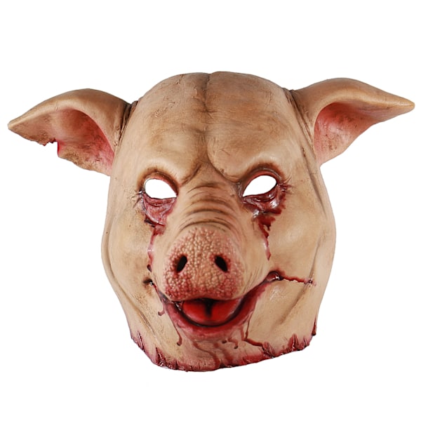 Rædselsvækkende svinehoved voksne uhyggelige Halloween latex realistisk kostume - skræmmende silikone fuld dækning hoved M