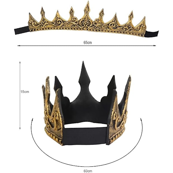 2 kappaletta keskiaikainen kuningas kruunu hiuspanta tiara lava Halloween cosplay kruunu prop naamiaisasu aikuisille