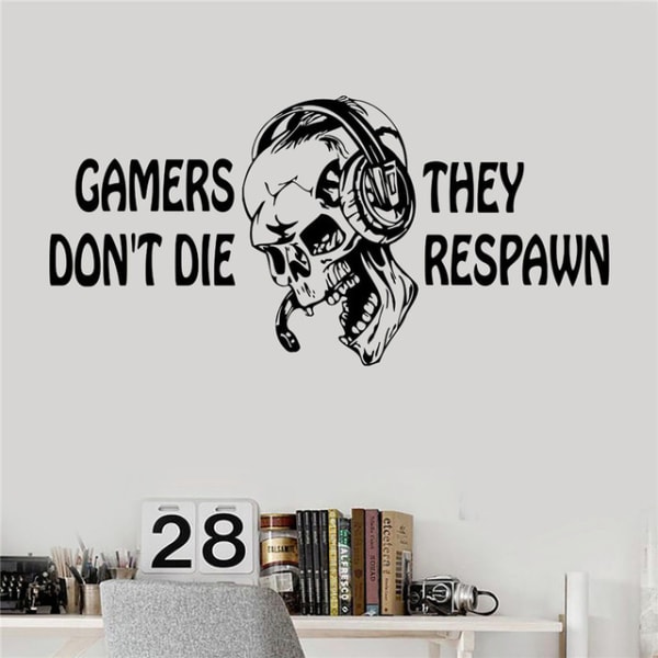 Gamer Skull Headset Videospil Gaming Vinyl Sticker Decal 16,1*33