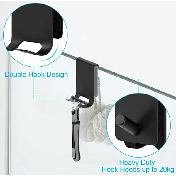 Silver 2-pack Duschkrok för Handduk, Borrfri J