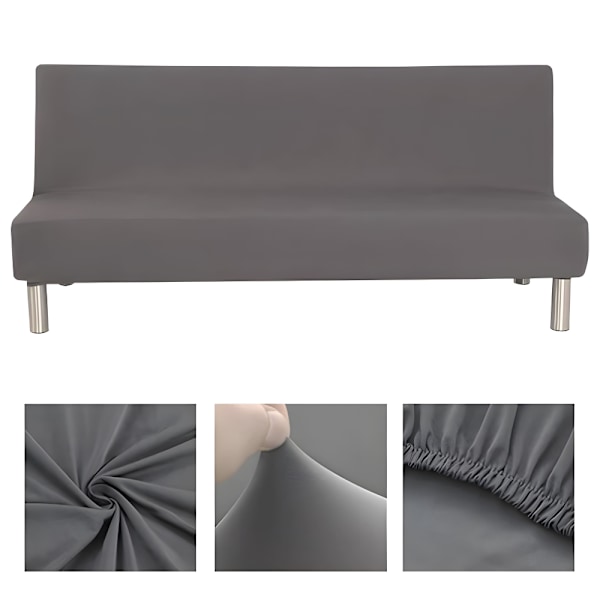 Armlös soffa sängöverdrag (grå) stretch futonöverdrag sofföverdrag möbelskydd