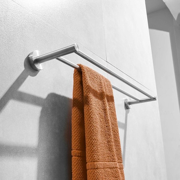 50 cm ruostumattomasta teräksestä valmistettu pyyhekuivain, kaksinkertainen kylpyhuoneen pyyheteline seinäkiinnityksellä, harjattu nikkeli