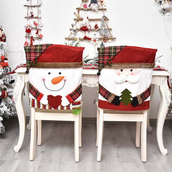 3-pack julstolsöverdrag, stretchjulstolsdekoration, tvättbar julstolsrygg, universell A