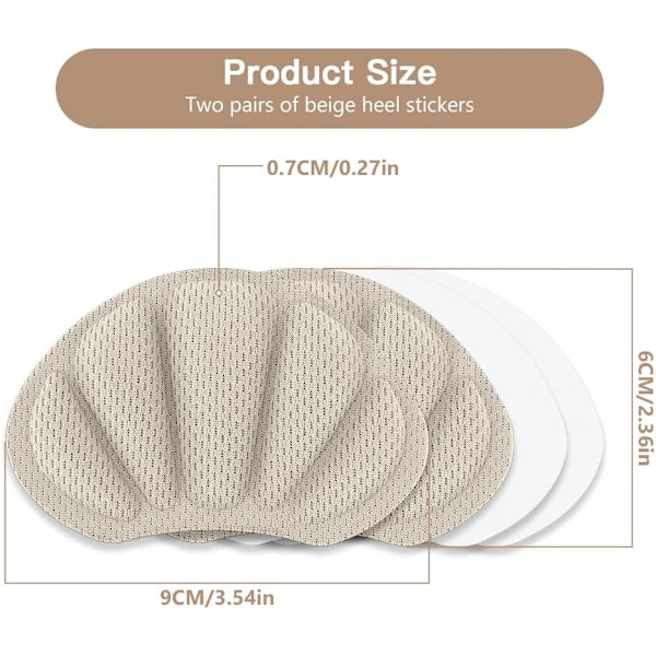 (Beige) 2 par med Sneaker Heel Pads, Myke og komfortable med klebrig bakside -